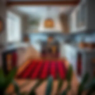 Stylish Kitchen Decor with Red Buffalo Plaid Rug A beautifully styled kitchen featuring a red buffalo plaid rug that enhances the decor