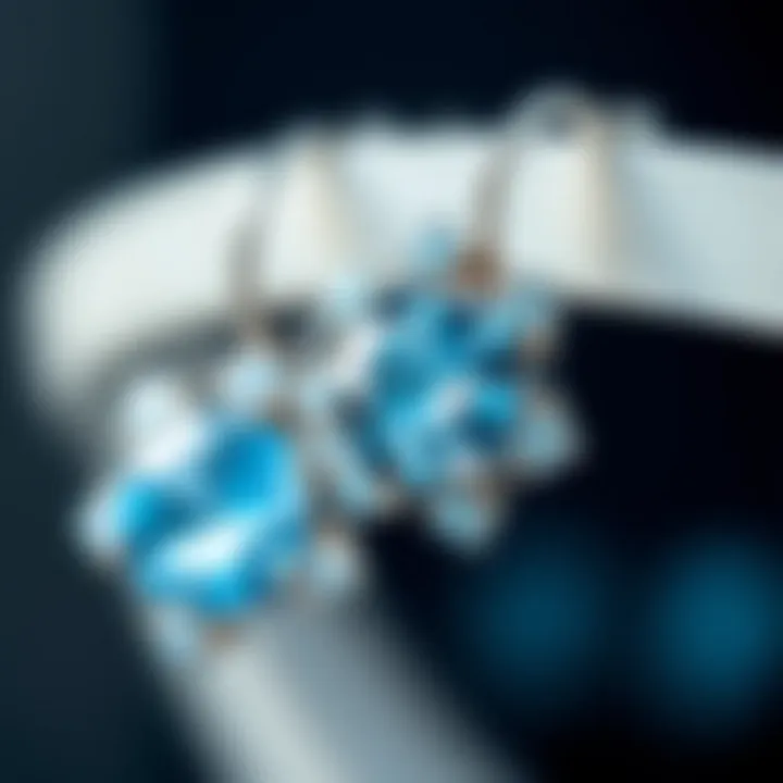 Intricate Design of Blue Cubic Zirconia Close-up of intricate design details of blue cubic zirconia earrings