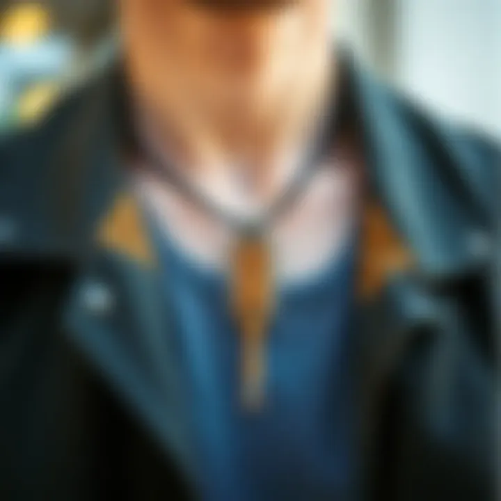 Stylish Integration of Shoelace Pendants in Fashion A fashionable individual wearing a stylish shoelace pendant paired with casual attire, demonstrating its trendy appeal.