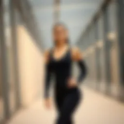 A fashionable black skin tight jumpsuit on a model showcasing contemporary design