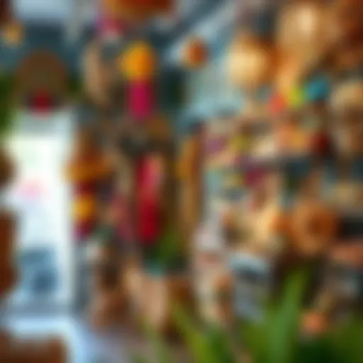 Colorful hippie shop interior showcasing unique handmade goods