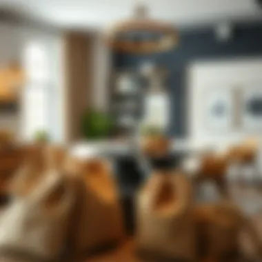 Stylish Display of Burlap Bags in Modern Decor A stylish arrangement of burlap bags in a contemporary setting