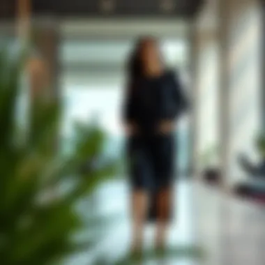 Modern Black Tunic Dress in Contemporary Fashion Fashion-forward black tunic dress in a modern setting