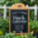 Elegant chalkboard sign showcasing a garden's herb collection
