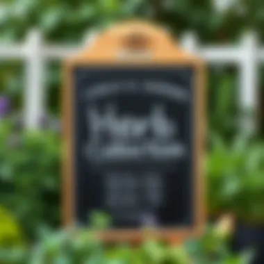Chalkboard Sign for Herb Collection Elegant chalkboard sign showcasing a garden's herb collection