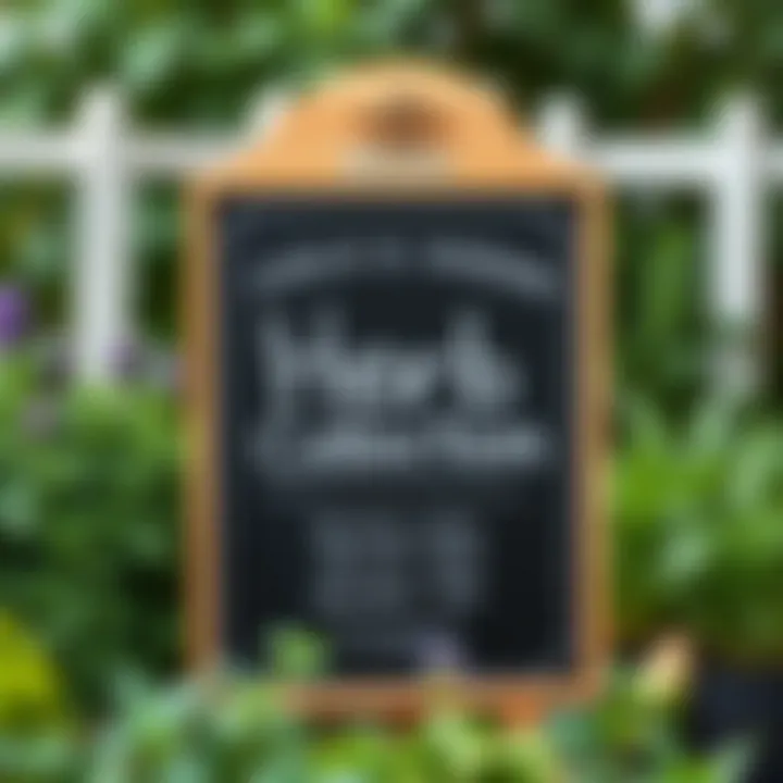 Chalkboard Sign for Herb Collection Elegant chalkboard sign showcasing a garden's herb collection