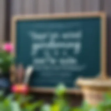 Inspirational Gardening Quote on Chalkboard Chalkboard sign with inspirational gardening quote