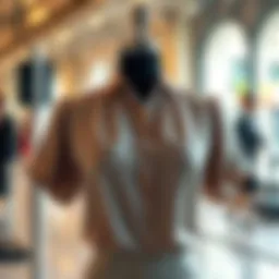 Elegant blouse draped on a stylish mannequin