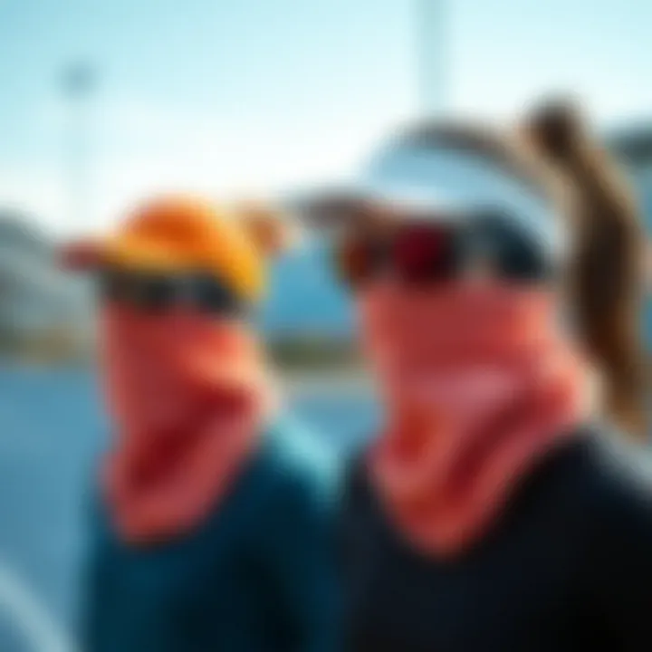 Silky Neck Gaiters in a Sporty Environment Silky neck gaiters styled in a sporty outdoor setting