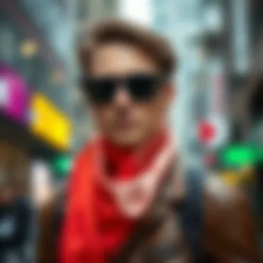 Silky Neck Gaiters in Urban Fashion A stylish individual wearing a silky neck gaiter in an urban landscape