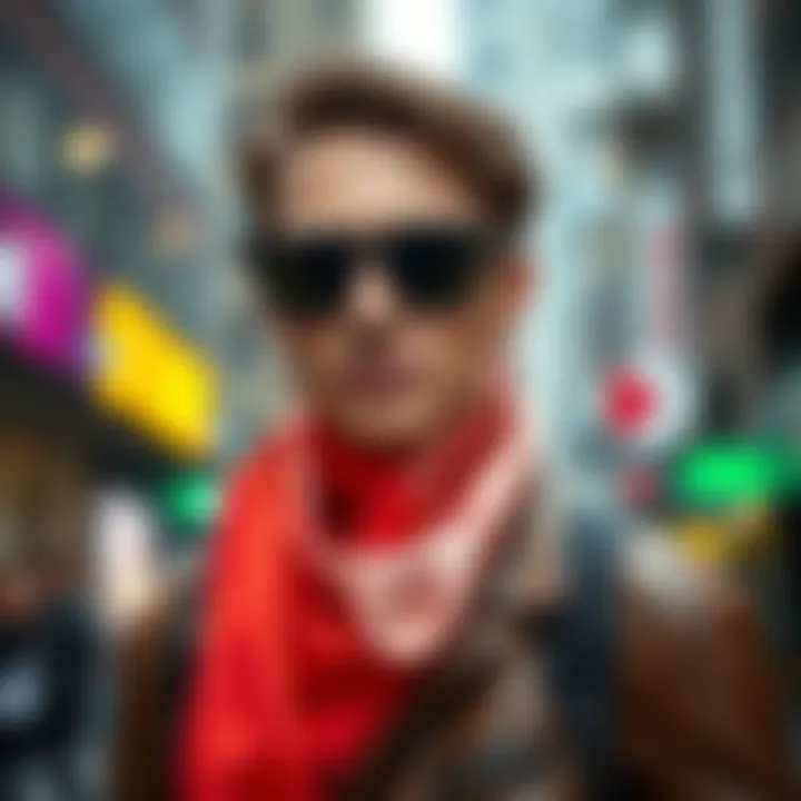 Silky Neck Gaiters in Urban Fashion A stylish individual wearing a silky neck gaiter in an urban landscape