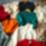 A cozy arrangement of various basic sweatshirts showcasing different colors and styles