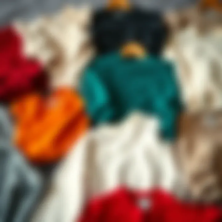 A cozy arrangement of various basic sweatshirts showcasing different colors and styles