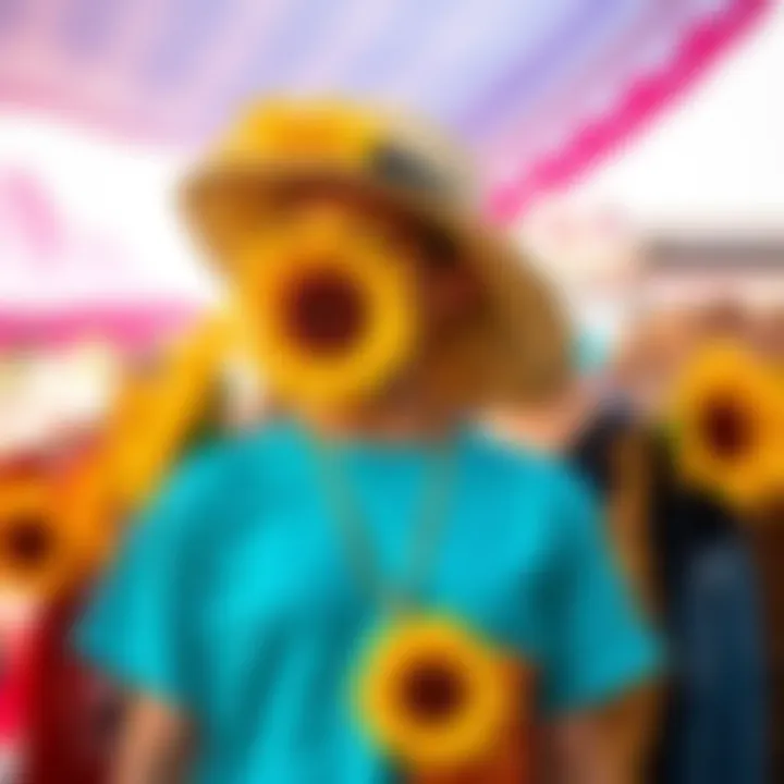 Vibrant Sunflower-Themed Clothing Stylish sunflower-themed clothing displayed in a vibrant setting