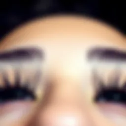 Close-up view of thick strip lashes showcasing their intricate design.
