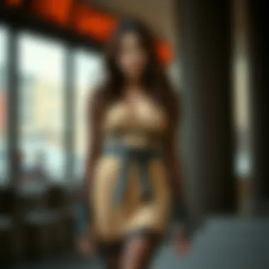 Stylish outfit featuring thigh high tights with garters paired with a chic dress