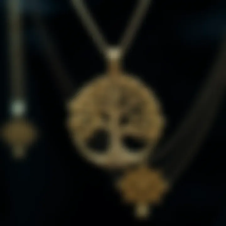 Close-up of a beautifully crafted Tree of Life name necklace showcasing intricate details