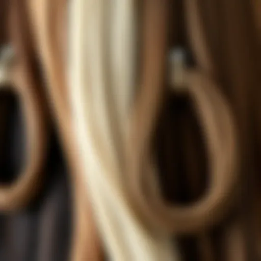 Close-up of U-shaped clip-in hair extension showcasing texture and color variations