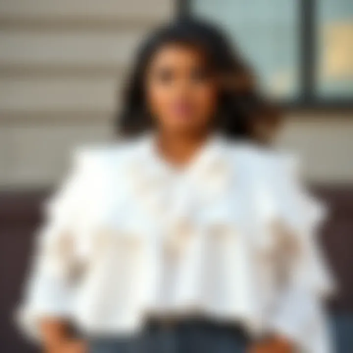 Plus-size individual confidently showcasing a ruffle blouse