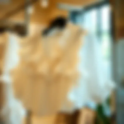 Elegant white ruffle blouse on a stylish hanger