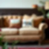 Rustic western throw pillows on a vintage sofa
