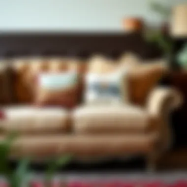 Rustic western throw pillows on a vintage sofa