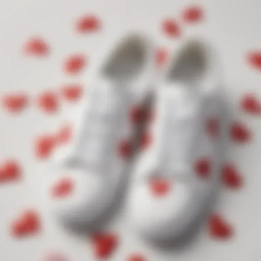 Stylish white sneakers featuring heart designs