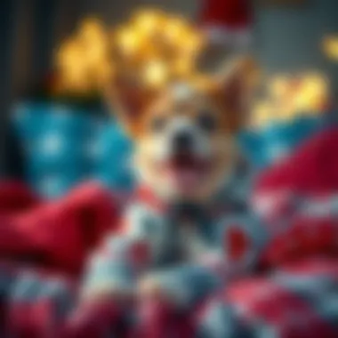 Puppy enjoying warmth in stylish pajamas