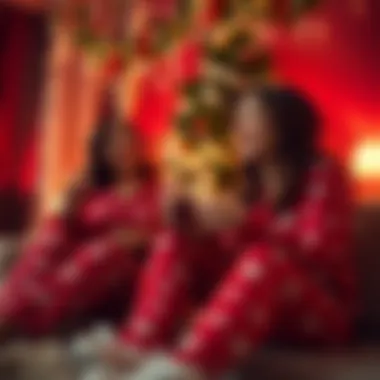 Holiday Festivities in Matching Pajamas Women enjoying holiday festivities in matching pajamas