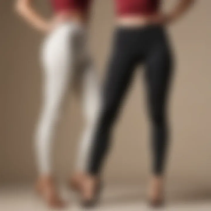 Comparison of traditional leggings and fleece-lined leggings side by side