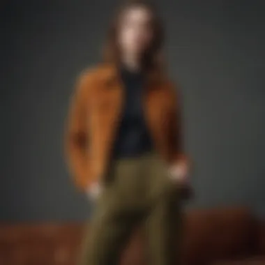 A fashion-forward lookbook featuring various outfits with khaki corduroy pants.