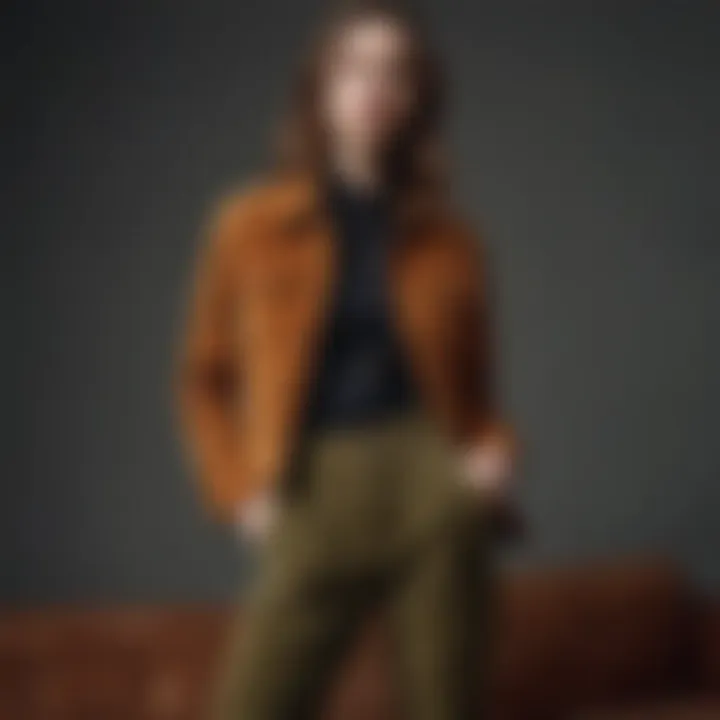 A fashion-forward lookbook featuring various outfits with khaki corduroy pants.