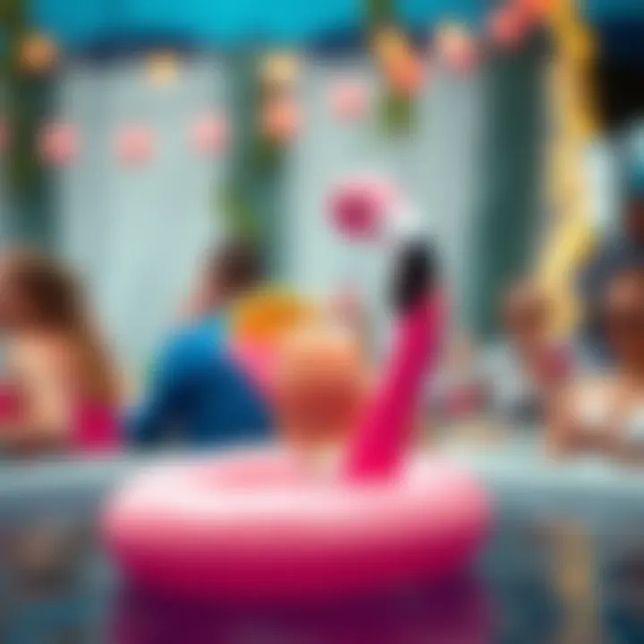 Flamingo Floating Drink Holder at a Lively Summer Gathering Trending flamingo drink holder at a summer party