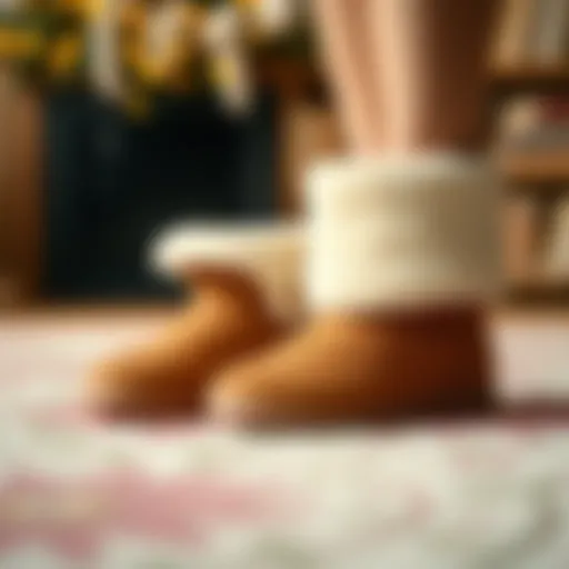 Cozy Fleece Booties Cozy fleece booties in a warm setting