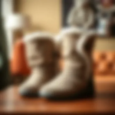 Stylish fleece booties displayed against a chic background