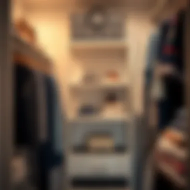 Stylish closet interior featuring an organized four-shelf unit