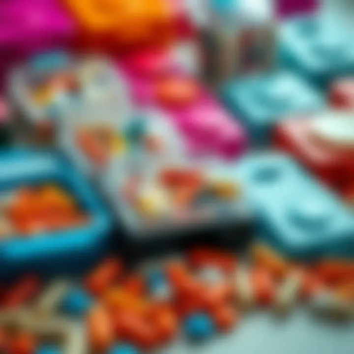 Vibrant Choices for Personal Expression A colorful array of pill organizers arranged artfully