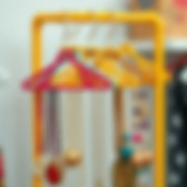 Colorful metal hanger necklace holder displaying a variety of styles.