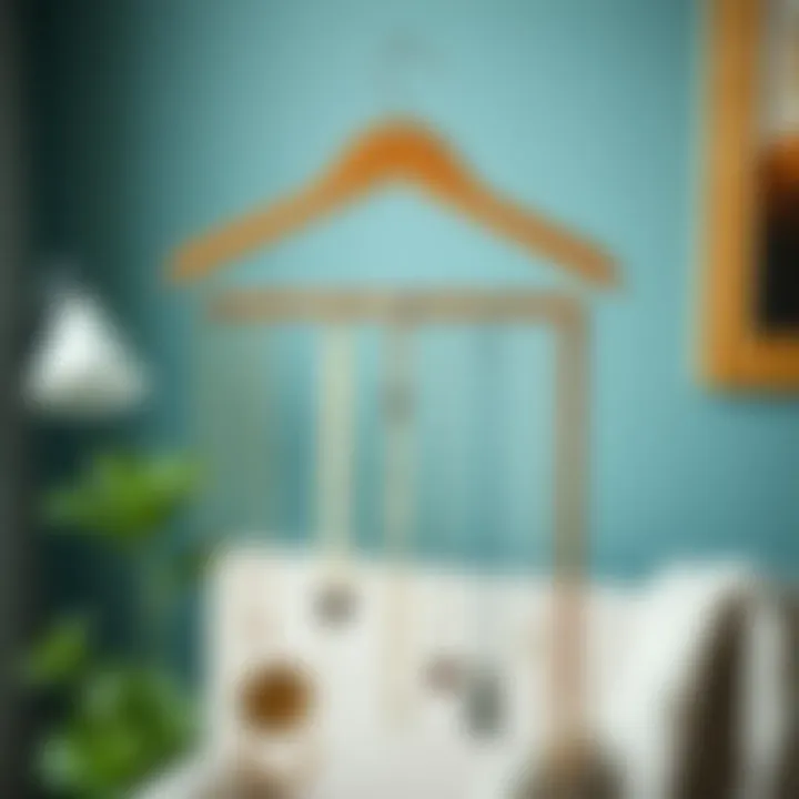 Elegant wooden hanger necklace holder showcasing delicate necklaces.