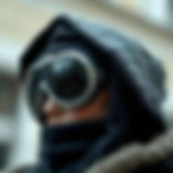 Intricate Details of Hat and Goggles A close-up of a hat with goggles showcasing intricate details and textures.