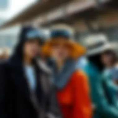 Diverse Expressions of Fashion in Outdoor Settings An outdoor scene featuring individuals sporting hats with goggles, representing diverse fashion expressions.