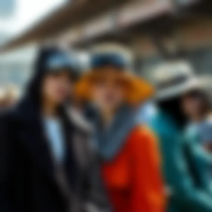 Diverse Expressions of Fashion in Outdoor Settings An outdoor scene featuring individuals sporting hats with goggles, representing diverse fashion expressions.