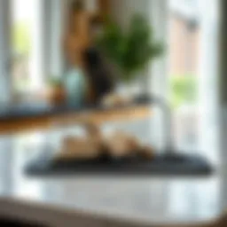 Elegant heat resistant flat iron mat on a stylish countertop