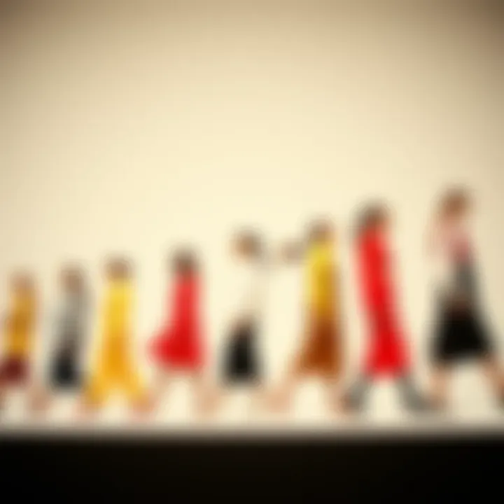 Historical Evolution of Color Blocking Historical timeline depicting the evolution of color blocking in fashion.