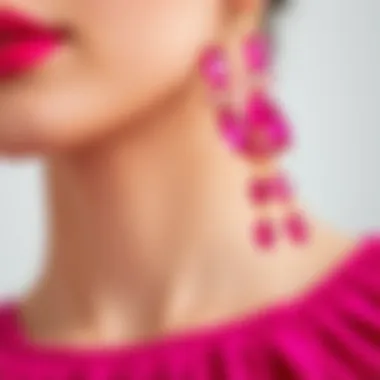 Close-up of hot pink jewelry against a minimalist background