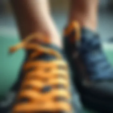 Close-up of innovative material used in shoelaces