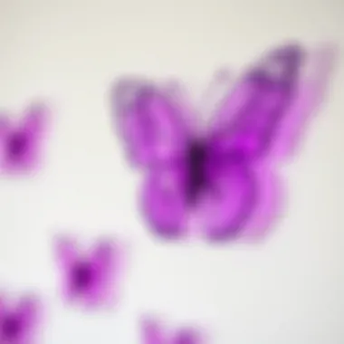 Close-up of intricately designed purple butterfly decor piece