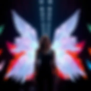 Illuminated LED Wings Showcase A stunning display of illuminated LED wings in a dark setting.