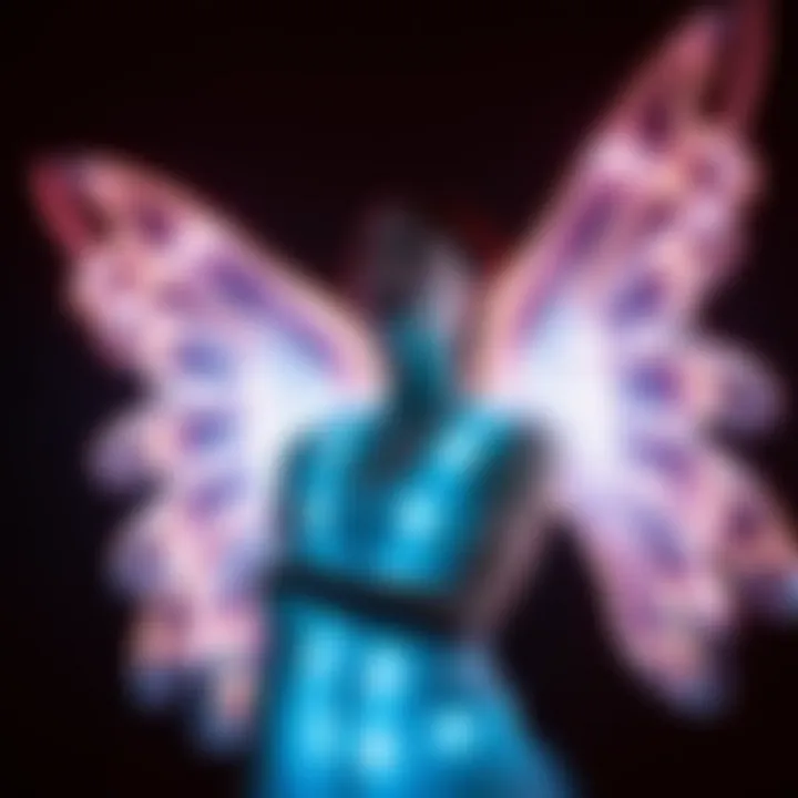 LED Wings in Performance Art An artist wearing LED wings, demonstrating their use in performance art.
