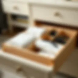 Stylish linen drawer organizer featuring compartments for efficient storage